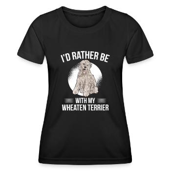 Irish Soft Coated Wheaten Terrier - Frauen Funktions-T-Shirt - Schwarz - Vorne - AI Model Female 172 light (172cm)