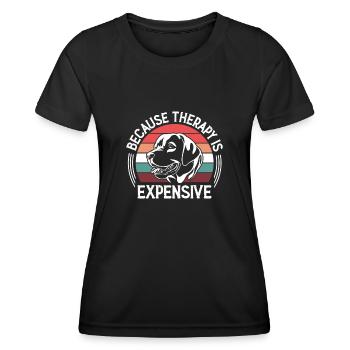 La thérapie coûte cher - T-shirt sport Femme - noir - Devant - AI Model Female 172 light (172cm)