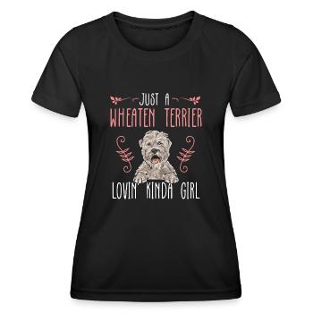 Irish Soft Coated Wheaten Terrier - Frauen Funktions-T-Shirt - Schwarz - Vorne - AI Model Female 172 light (172cm)