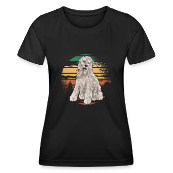 Irish Soft Coated Wheaten Terrier - Frauen Funktions-T-Shirt - Schwarz - Vorne - AI Model Female 172 light (172cm)