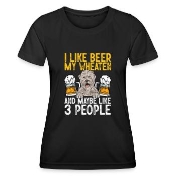 Irish Soft Coated Wheaten Terrier - Frauen Funktions-T-Shirt - Schwarz - Vorne - AI Model Female 172 light (172cm)