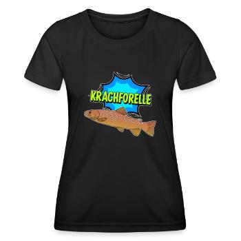 Angeln Forelle Angel Fischer Angler - Frauen Funktions-T-Shirt - Schwarz - Vorne - AI Model Female 172 light (172cm)