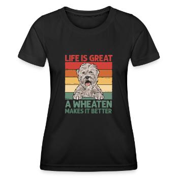 Irish Soft Coated Wheaten Terrier - Frauen Funktions-T-Shirt - Schwarz - Vorne - AI Model Female 172 light (172cm)