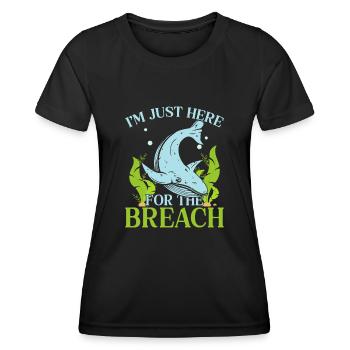 I´m Just Here For The Breach Whale Lover Scientist - Frauen Funktions-T-Shirt - Schwarz - Vorne - AI Model Female 172 light (172cm)
