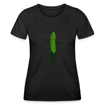 Gurke Fotomodell Model Gurken - Frauen Funktions-T-Shirt - Schwarz - Vorne - AI Model Female 172 light (172cm)