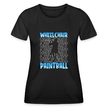 Fauteuil roulant de paintball - T-shirt sport Femme - noir - Devant - AI Model Female 172 light (172cm)