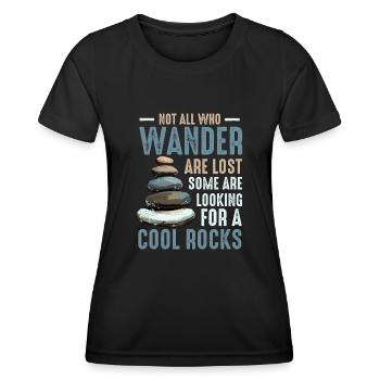 Wandern Sie auf der Suche nach coolen Felsen - Frauen Funktions-T-Shirt - Schwarz - Vorne - AI Model Female 172 light (172cm)
