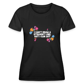 Je ne peux pas tracer une ligne droite mais je peux Art - T-shirt sport Femme - noir - Devant - AI Model Female 172 light (172cm)