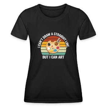 Je ne peux pas tracer une ligne droite mais je peux Art - T-shirt sport Femme - noir - Devant - AI Model Female 172 light (172cm)