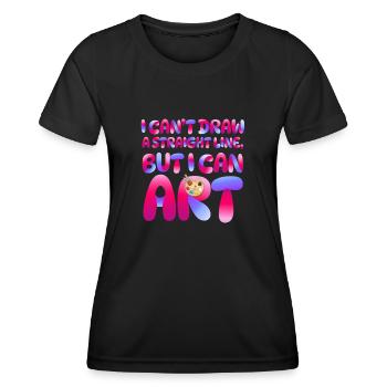 Je ne peux pas tracer une ligne droite mais je peux Art - T-shirt sport Femme - noir - Devant - AI Model Female 172 light (172cm)