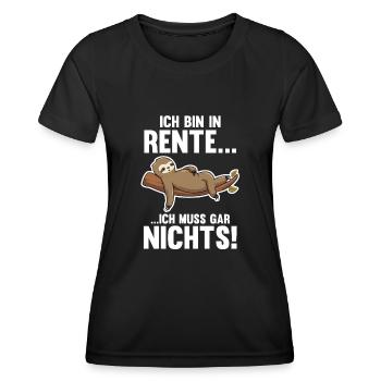 Ruhestand Pension Rente Faultier Rentner - Frauen Funktions-T-Shirt - Schwarz - Vorne - AI Model Female 172 light (172cm)
