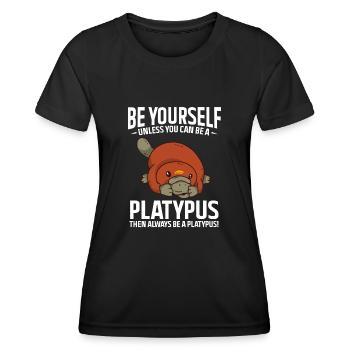 Platypus Schnabeltier - Frauen Funktions-T-Shirt - Schwarz - Vorne - AI Model Female 172 light (172cm)