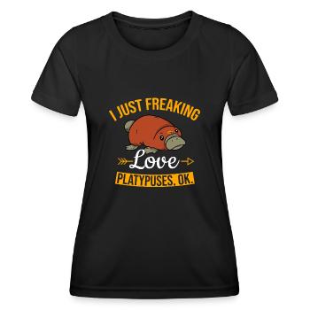 Platypus Schnabeltier - Frauen Funktions-T-Shirt - Schwarz - Vorne - AI Model Female 172 light (172cm)