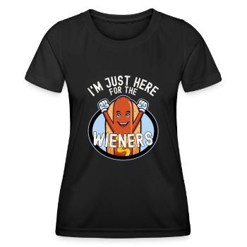 Je ne suis là que pour la saucisse. - T-shirt sport Femme - noir - Devant - AI Model Female 172 light (172cm)