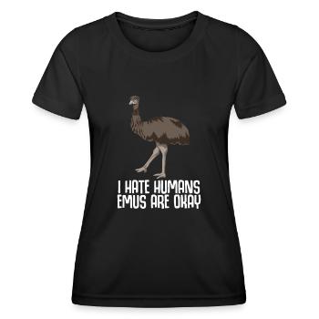 Emu funny Emus - Women's Functional T-Shirt - black - Front - AI Model Female 172 light (172cm)