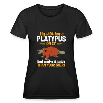 Platypus Schnabeltier - Frauen Funktions-T-Shirt - Schwarz - Vorne - AI Model Female 172 light (172cm)