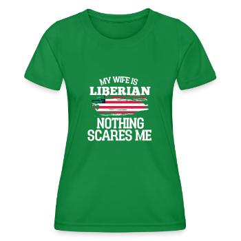Liberia Ehefrau - Frauen Funktions-T-Shirt - Kelly Green - Vorne - AI Model Female 172 dark (172cm)