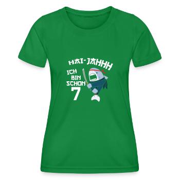 7. Geburtstag Ninja 7 Jahre Ninja Hai Kostüm - Frauen Funktions-T-Shirt - Kelly Green - Vorne - AI Model Female 172 dark (172cm)