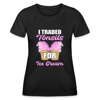 Amygdalectomie J’ai échangé les amygdales pour - T-shirt sport Femme - noir - Devant - AI Model Female 172 light (172cm)