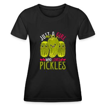 Nur ein Mädchen das Gurken liebt Essiggurke Gurke - Frauen Funktions-T-Shirt - Schwarz - Vorne - AI Model Female 172 light (172cm)