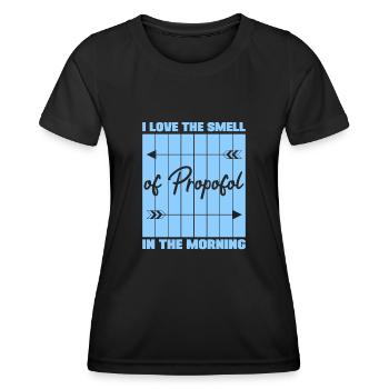 J’aime l’odeur du propofol le matin - T-shirt sport Femme - noir - Devant - AI Model Female 172 light (172cm)