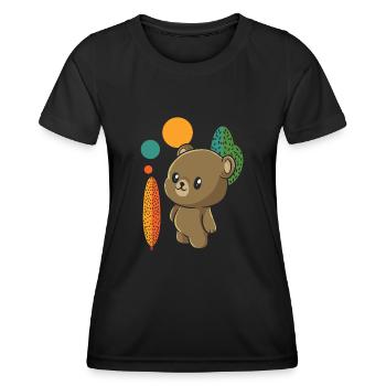 Bear Brown Bear Cute - Women's Functional T-Shirt - black - Front - AI Model Female 172 light (172cm)