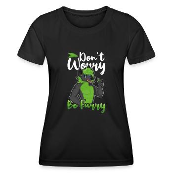 Ehrfürchtiger Fuchs Stolzes pelziges Schwanzohr pelzige Person sein - Frauen Funktions-T-Shirt - Schwarz - Vorne - AI Model Female 172 light (172cm)