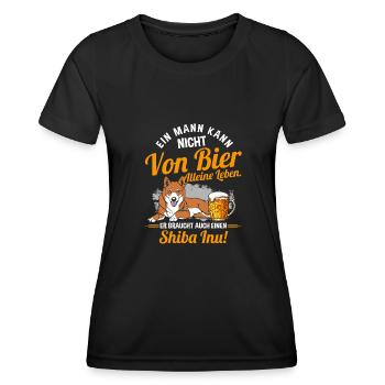 Ein Mann Kann Nicht Von Bier Alleine Leben Hund - Frauen Funktions-T-Shirt - Schwarz - Vorne - AI Model Female 172 light (172cm)
