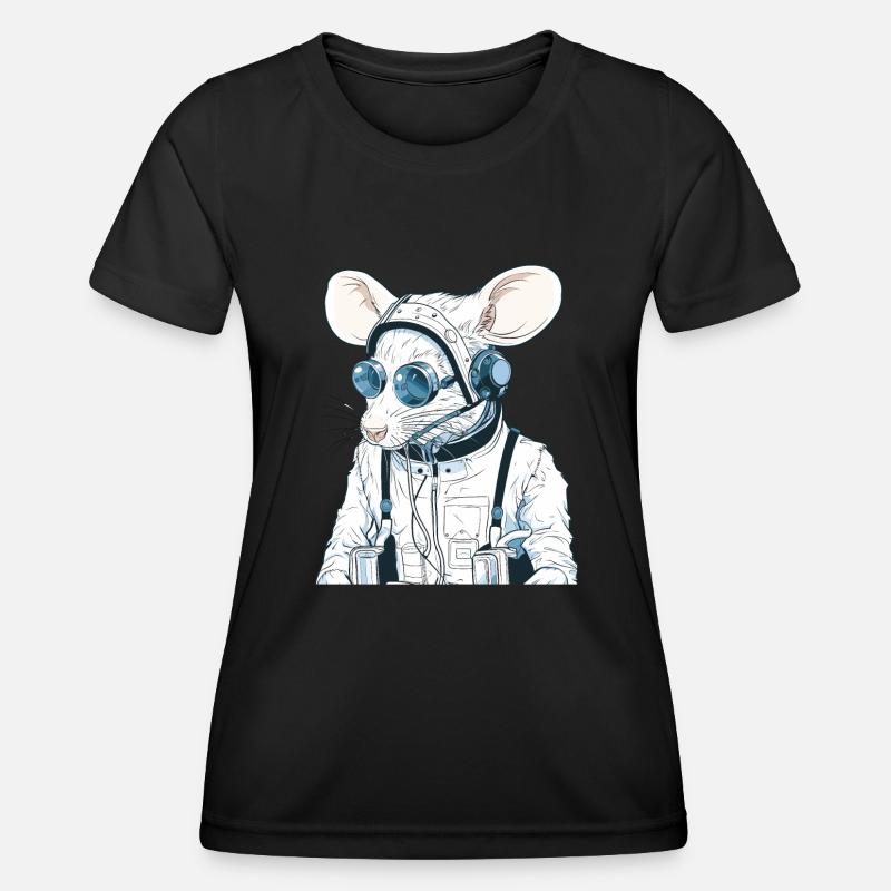 Mouse, Gaming, Pilot, Nerd, Funny, Lab Rat Rat - Women's Functional T-Shirt - black