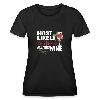 J’adorerais boire tout le vin - T-shirt sport Femme - noir - Devant - AI Model Female 172 light (172cm)