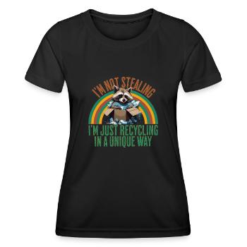 Je ne vole pas, je recycle simplement dans un - T-shirt sport Femme - noir - Devant - AI Model Female 172 light (172cm)