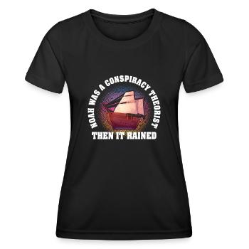 Noé était un théoricien du complot et il pleuvait - T-shirt sport Femme - noir - Devant - AI Model Female 172 light (172cm)