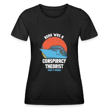 Noé était un théoricien du complot et il pleuvait - T-shirt sport Femme - noir - Devant - AI Model Female 172 light (172cm)