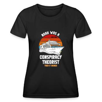 Noé était un théoricien du complot et il pleuvait - T-shirt sport Femme - noir - Devant - AI Model Female 172 light (172cm)