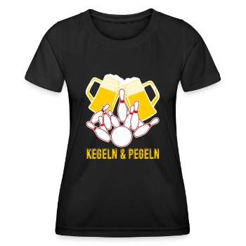 Kegeln Bier trinken Kegler Kegelverein - Frauen Funktions-T-Shirt - Schwarz - Vorne - AI Model Female 172 light (172cm)