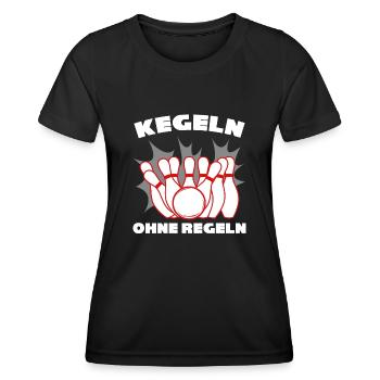 Kegeln Regeln Kegelbahn Kegelverein - Frauen Funktions-T-Shirt - Schwarz - Vorne - AI Model Female 172 light (172cm)