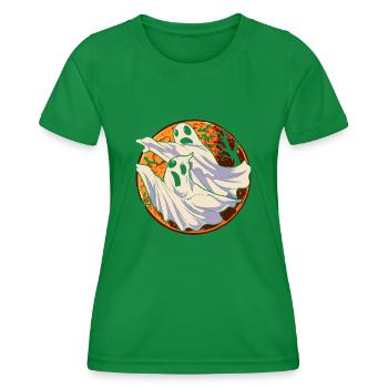 Ghost Halloween Gift Full Moon Ghost - Women's Functional T-Shirt - kelly green - Front - AI Model Female 172 dark (172cm)