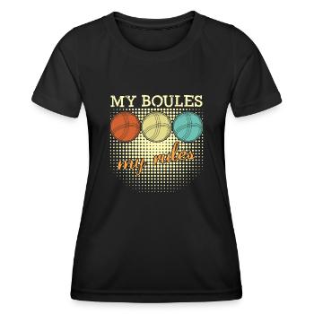 Boule Boccia Rétro Boulespieler Pétanque - T-shirt sport Femme - noir - Devant - AI Model Female 172 light (172cm)