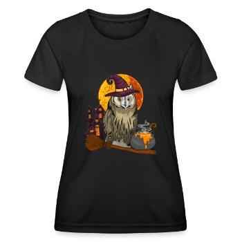 Hexen Wald Tier Geschenk Gruseliges Halloween Eule - Frauen Funktions-T-Shirt - Schwarz - Vorne - AI Model Female 172 light (172cm)