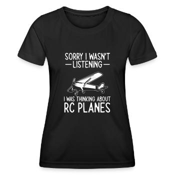 Modèle d’avion télécommandé - T-shirt sport Femme - noir - Devant - AI Model Female 172 light (172cm)