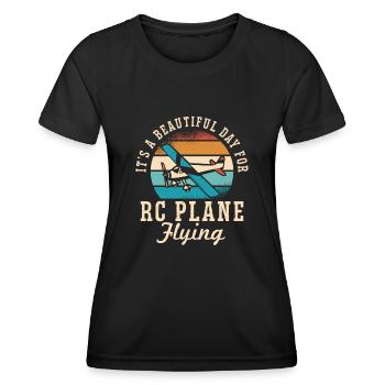 Modèle d’avion télécommandé - T-shirt sport Femme - noir - Devant - AI Model Female 172 light (172cm)