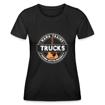 Mama trains trucks prison getting drunk - Frauen Funktions-T-Shirt - Schwarz - Vorne - AI Model Female 172 light (172cm)