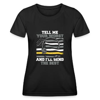 Emergency call control center operations center U.S. flag - Women's Functional T-Shirt - black - Front - AI Model Female 172 light (172cm)
