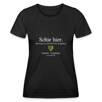 Erzgebirge Schie hier - Frauen Funktions-T-Shirt - Schwarz - Vorne - AI Model Female 172 light (172cm)