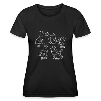 un deux trois quatre chien funny french dog dogs - Women's Functional T-Shirt - black - Front - AI Model Female 172 light (172cm)