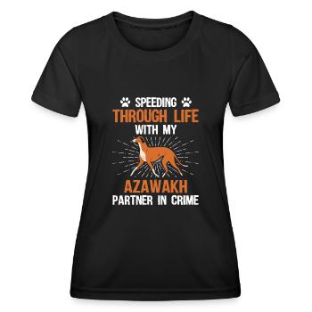 Azawakh Hundebesitzer Arabischer Windhund Tuareg Sloughi - Frauen Funktions-T-Shirt - Schwarz - Vorne - AI Model Female 172 light (172cm)