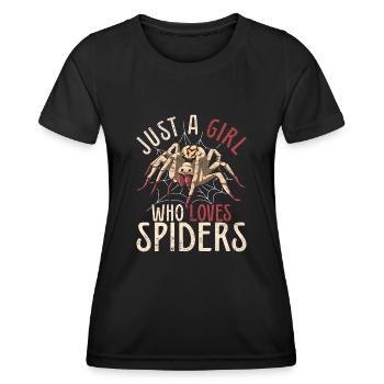 Nur ein Mädchen das Spinnen liebt Arachnide Spinne - Frauen Funktions-T-Shirt - Schwarz - Vorne - AI Model Female 172 light (172cm)