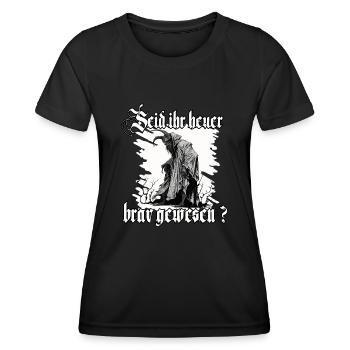 Krampus T-Shirt für eine schaurige Weihnachtszeit - Frauen Funktions-T-Shirt - Schwarz - Vorne - AI Model Female 172 light (172cm)