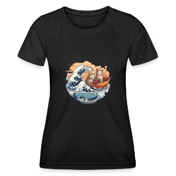 Authentic Ramen Motif for Otakus & Anime Fans - Women's Functional T-Shirt - black - Front - AI Model Female 172 light (172cm)
