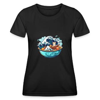 Ramen Bowl T japonais pour Otaku Kawaii Neko - T-shirt sport Femme - noir - Devant - AI Model Female 172 light (172cm)